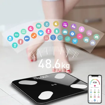 

Bathroom Floor Humanscale Glass Intelligent Electronic Scale Usb Charging Lcd Display Wireless Weight Scale #LC