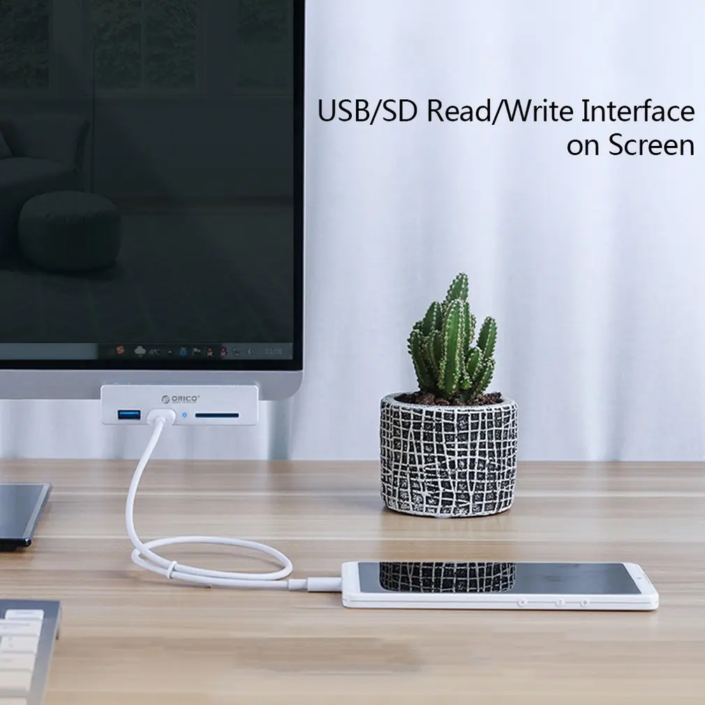 Orico, 4 порта, USB 3,0, концентратор, алюминиевый сплав, портативный, размер, для путешествий, зарядная станция, для ноутбука, с SD кард-ридером