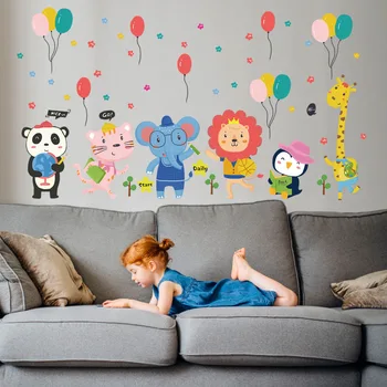 

Cute Stickers Kawaii Animal Balloon Children Room Bedroom Porch Toy Kindergarten School Decoration Wall Stickers for Kids Rooms