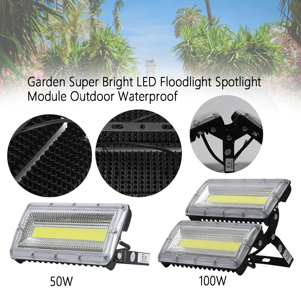50W 100W Adjustable LED Floodlight Garden Module Spotlight Garage Aluminum Super Bright Outdoor Waterproof Wide Angle Durable