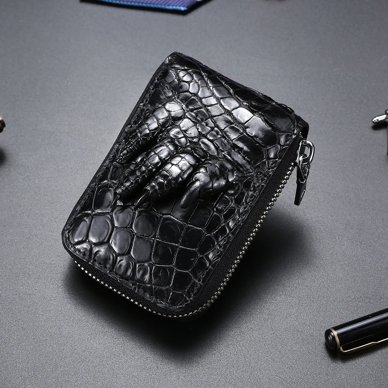 

Custom logo natural genuine crocodile leather RFID blocking wallet credit card holder for men and women factory wholesale