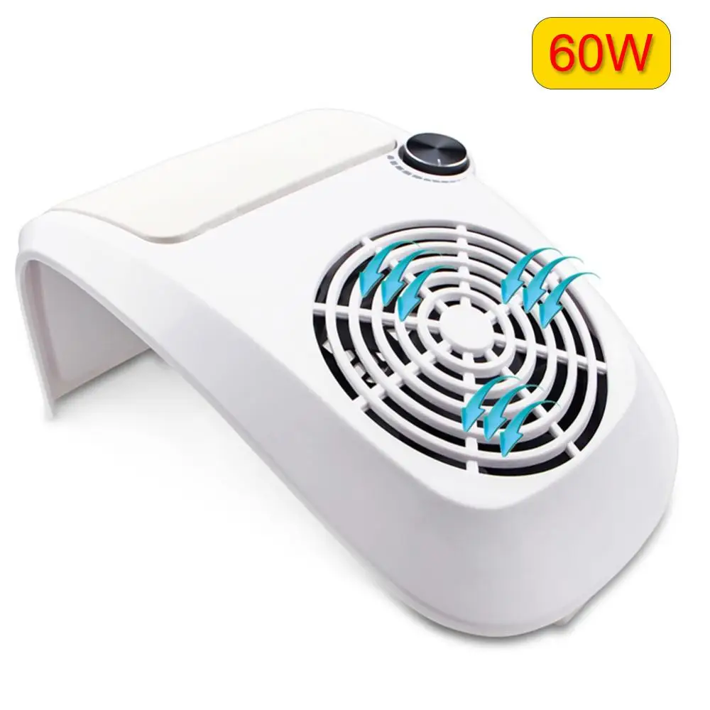 

60W Nail Dust Suction Collector Large Size Strong Nail Vacuum Cleaner Machine with UV LED Lamp Nail Tool With 3 bags Salon Tool