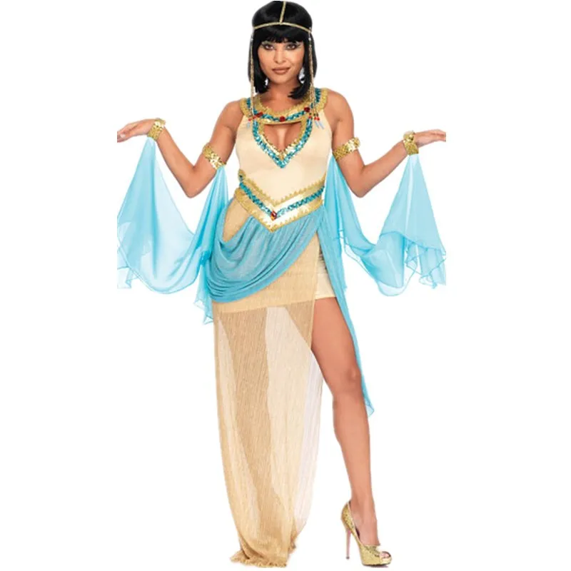 Sexy Women Arabic Belly Dancer Princess Costume Halloween Stage Performance Cleopatra Queen Cosplay Dress