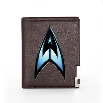 

Classic Fashion Star Warship Symbol Printing Black Leather Wallet Fashion Men Women Credit Card Holder Short Purse