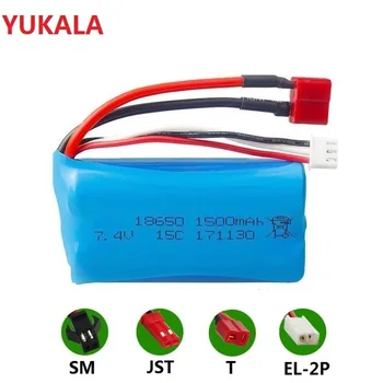 

7.4v 1500mah Li-ion battery 15c 18650/USB charger for wltoys 12428 12423 RC helicopter F45 RC boat h101 FT009 Q1 SM/JST/T/EL-2P