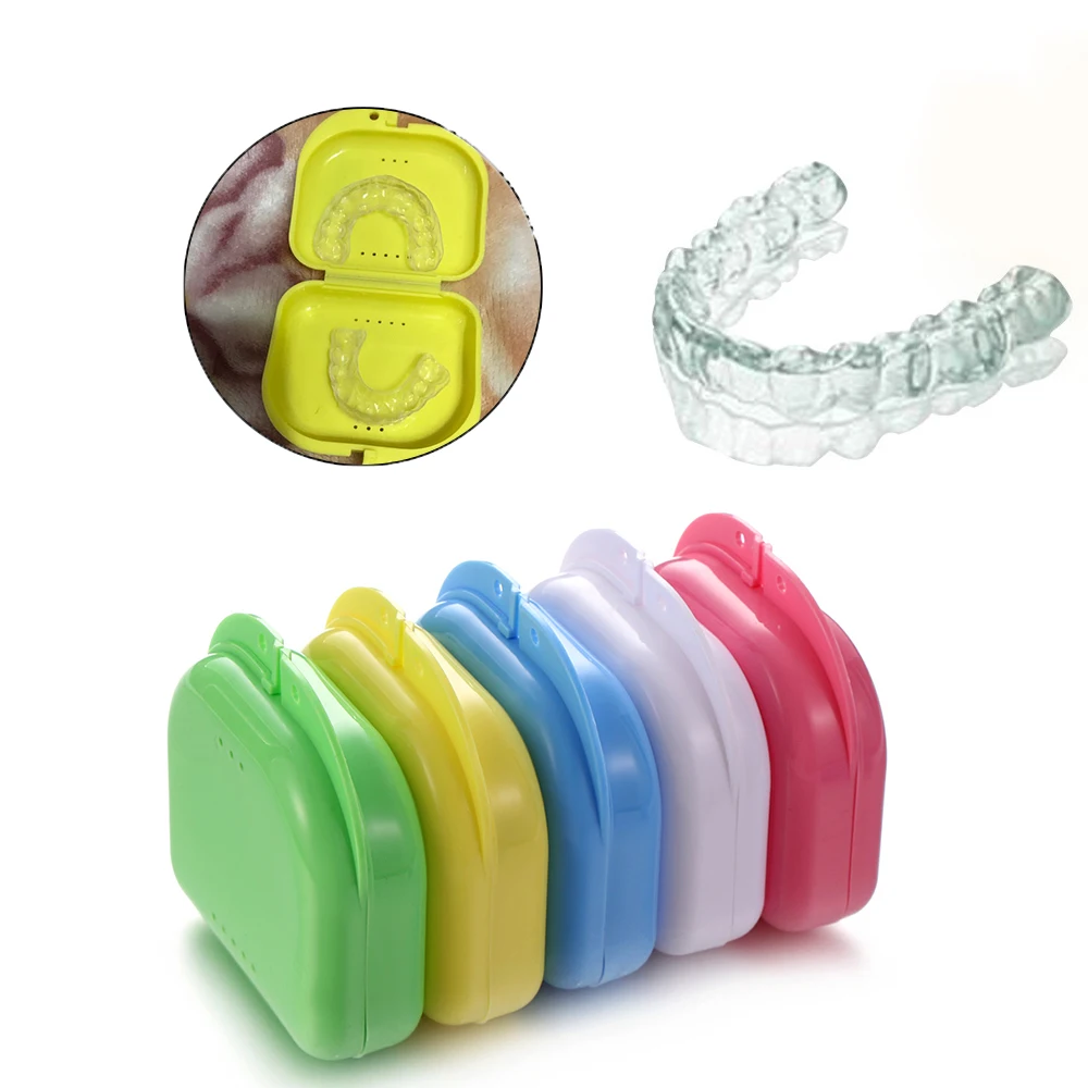 10pcs Denture Box Tray Case Dental Orthodontic Retainer Color tray Storage Box Plastic Teeth Container False Teeth Protective