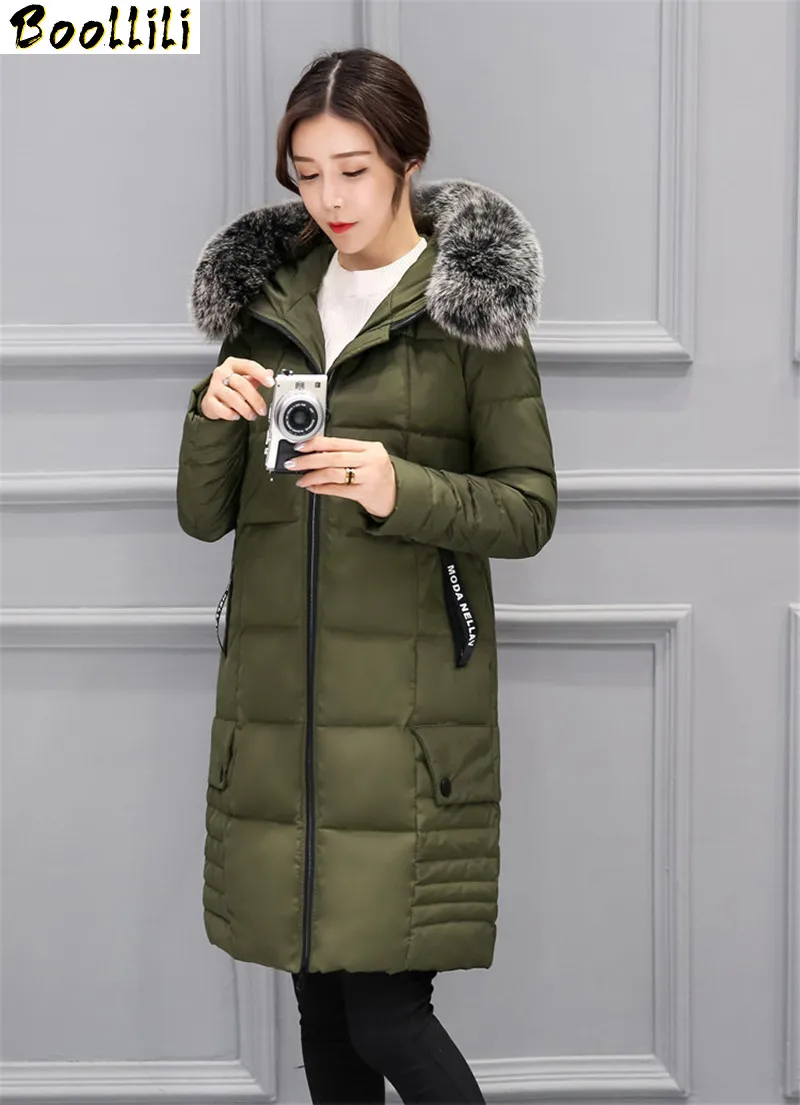 

Boollili Real Fox Fur Collar Winter Jacket Women Thick Coat Female White Duck Down Jackets Long Parka Maxi Size 5XL Abrigo