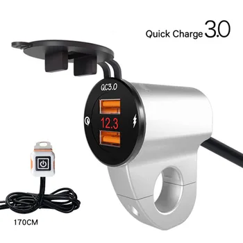 

Quick Charge 3.0 USB Car Charger Socket Digital Display Voltmeter Aluminum alloy waterproof for motorcycle