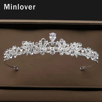 

Minlover Gorgeous Zircon Wedding Hair Accessories Women Crystal Leaves Bridesmaid Tiaras and Crowns Princess Diadem HG247
