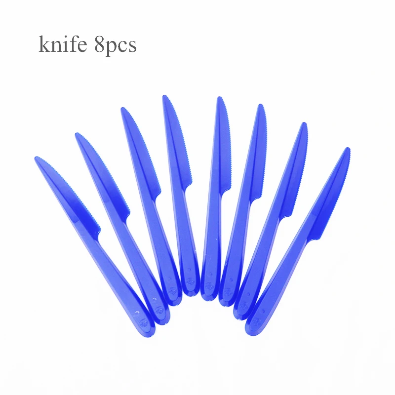 knife 8pcs Акулья тема День рождения поставки бумажные тарелки и стаканы салфетка воздушный шар для Бэйби Шауэр Декор Свадебная вечеринка одноразовая посуда - Цвет: knife 8pcs