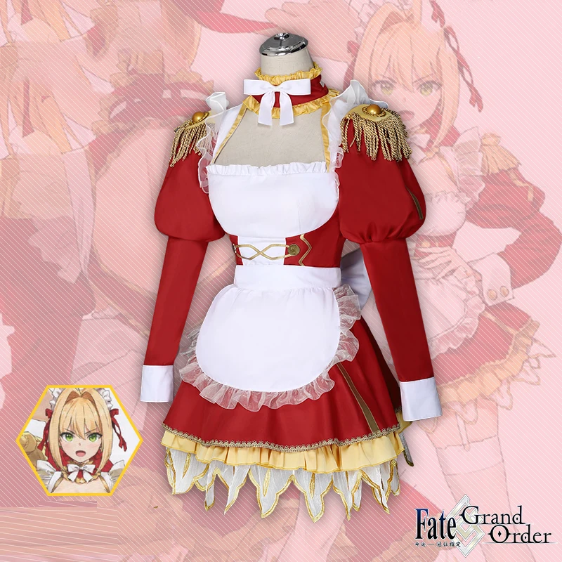 Fate Grand Order Nero Косплей Костюм фартук униформа Женская Девушка платье служанки для Хэллоуин костюмы для женщин аниме одежда наряды