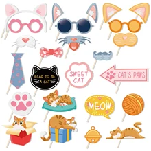 25 pçs/set Doce Gato de Estimação Patas dos Gatos Tema Photo Booth Props Photobooth Adereços de Festa da Festa de Aniversário Feliz Suprimentos