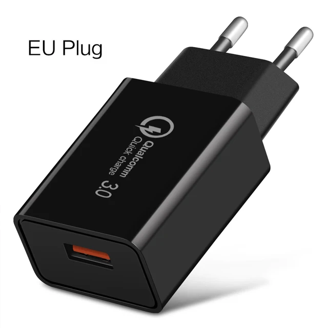 EU Black 18 Вт cargadores de celular carga rapida быстрое зарядное устройство QC 3,0 для Xiaomi Redmi note 7 7 pro Xaomi Redmi 7 K20 Pro Quick Charge 3,0 - Тип штекера: EU Black