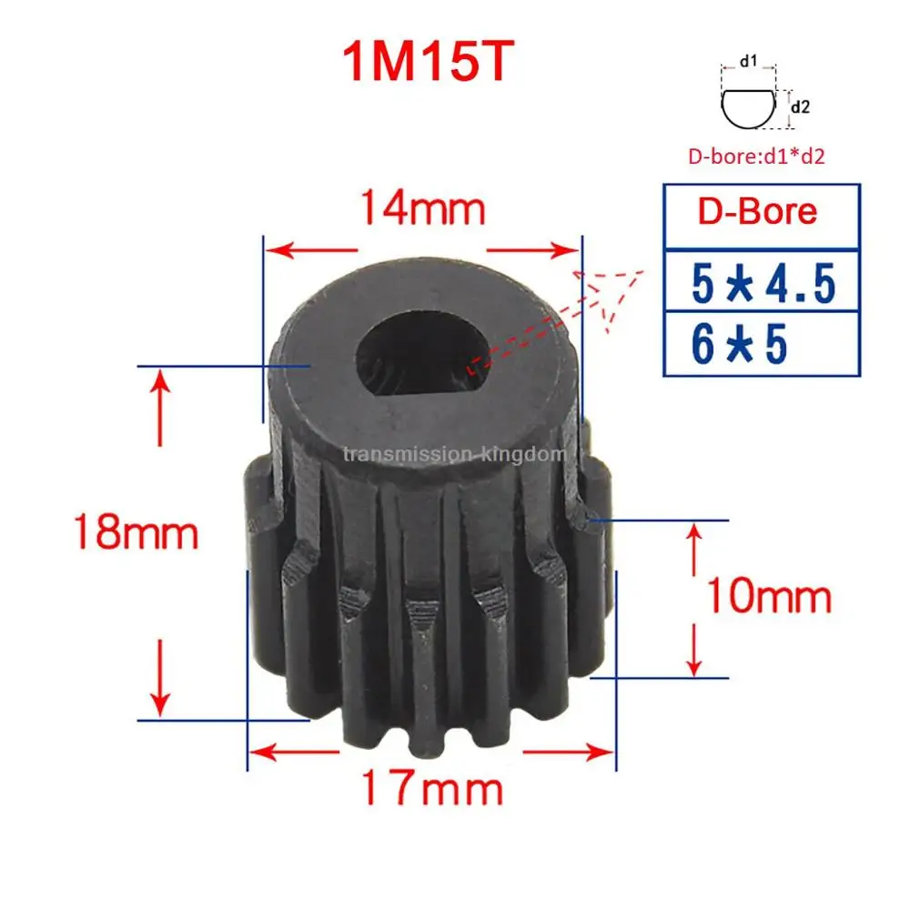 1 Mod 17T Spur Gear 45# Steel Pinion Gear Thickness 10mm Outer Dia 19mm x 1Pcs 