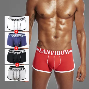 

Men's Underwear Cotton Letter Print Contrast Cotton Simple Low Waist Big Pouch Boxer Underwear Man Breathable Underwea#G35