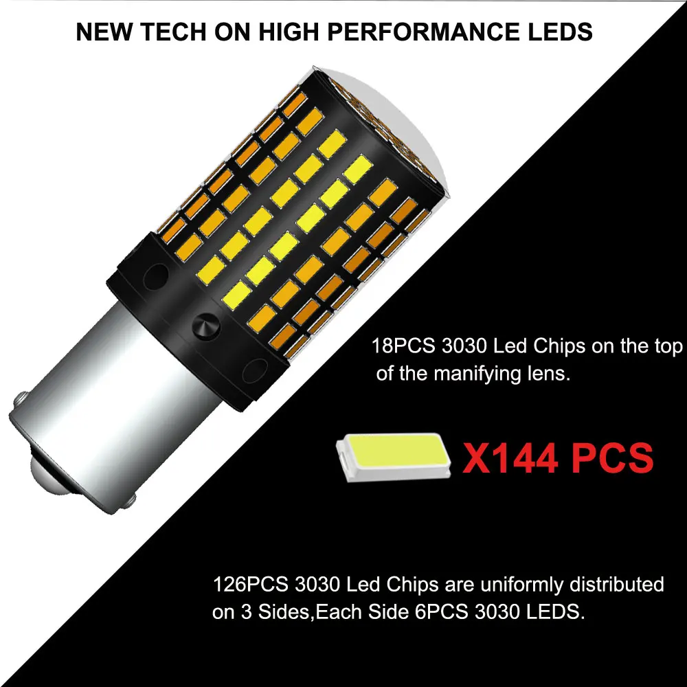 10 шт. BA15S светодиодный Canbus P21W PY21W светодиодный BAU15S безотказные лампы T20 7440 W21W WY21W автомобильные указатели поворота Белый Красный Янтарный Желтый