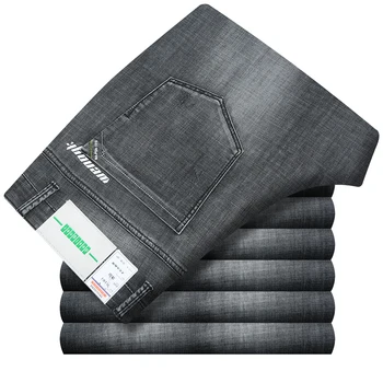 

ICPANS 2020 Summer Thin Denim Jeans Mens Straight Stretch Black Jeans Men Regular Gray Clothes