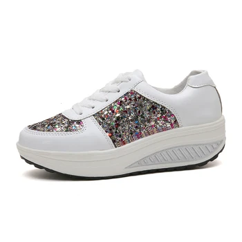 

Fashion Chunky Sneakers Women Wedges Casual Shoes New Sequins Bling Footwear Trainers Platform Shoes Woman Zapatillas Mujer