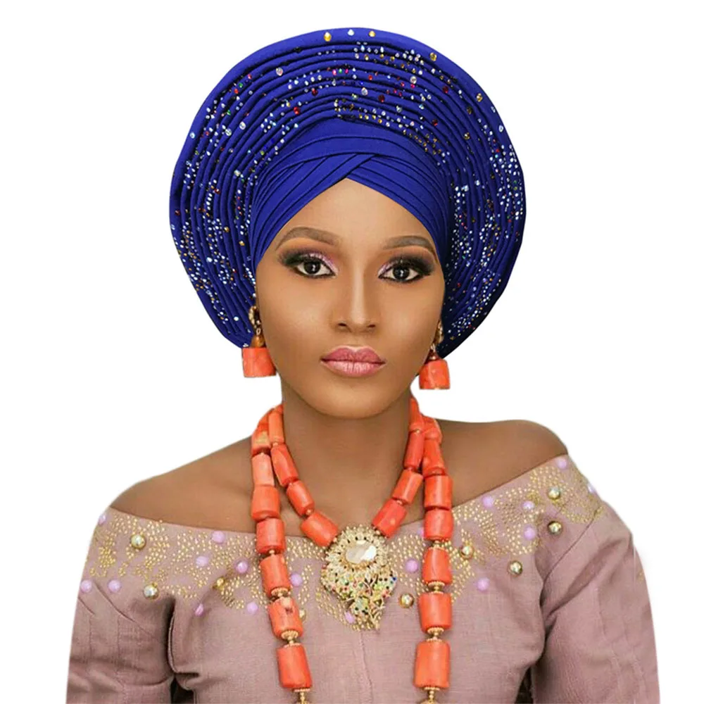 African headwraps for women African traditional headtie wedding auto gele women turban nigerian headwear (5)