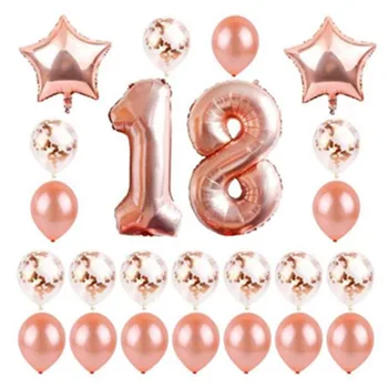

24pcs/lot Them1618 20 40 50 60 th Birthday Party Decorations Happy Birthday Balloons Rose Gold Number Ballons Baloons Kids Adult