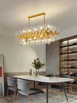 

Round Light Luxury Living Room Crystal Minimalist Villa Postmodern Nordic Dining Bedroom Chandelier