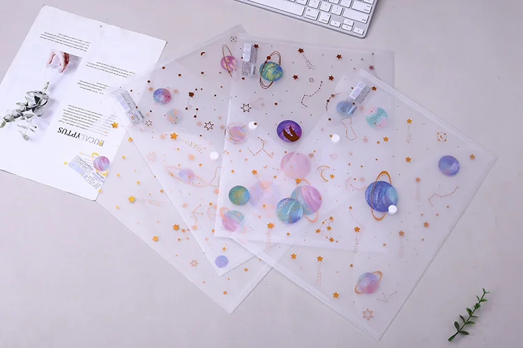 20pcs Kawaii Сумка для документов милые, прозрачные Planet A5 папка для файлов настольная бумага для органайзера карандаши пенал для ручек офисные школьные принадлежности