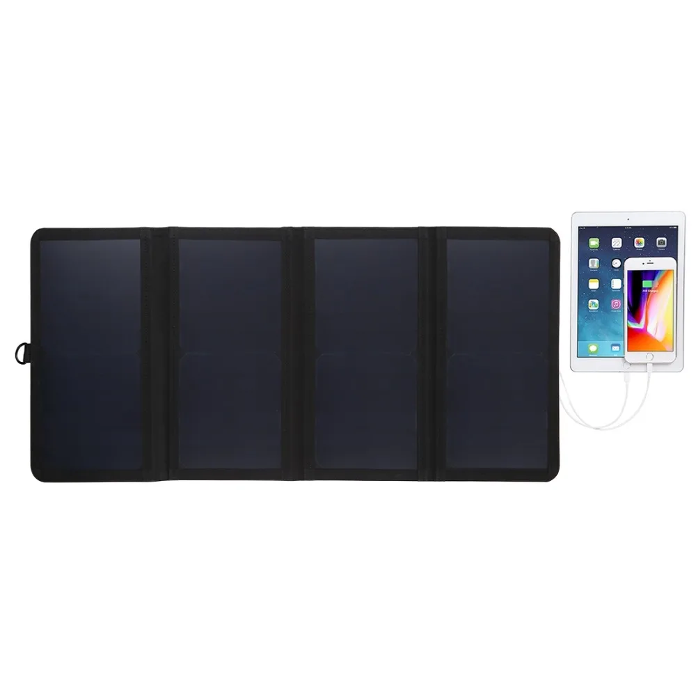HAWEEL 28W ультратонкий 4-кратный складной 5 V/3A Max Панели солнечные Зарядное устройство с двойным Порты usb, Поддержка QC3.0 и АФК