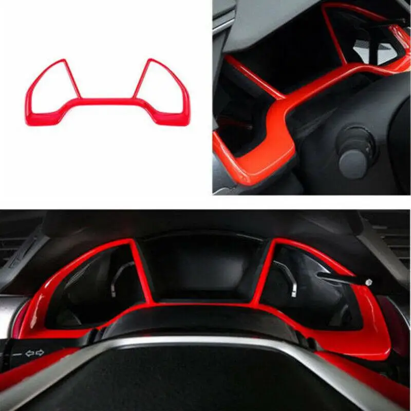 

Yiwa For Honda 10th Civic Hatchback 2016-2018 Red Dashboard Frame Interior Modification Performance Bright Satrip