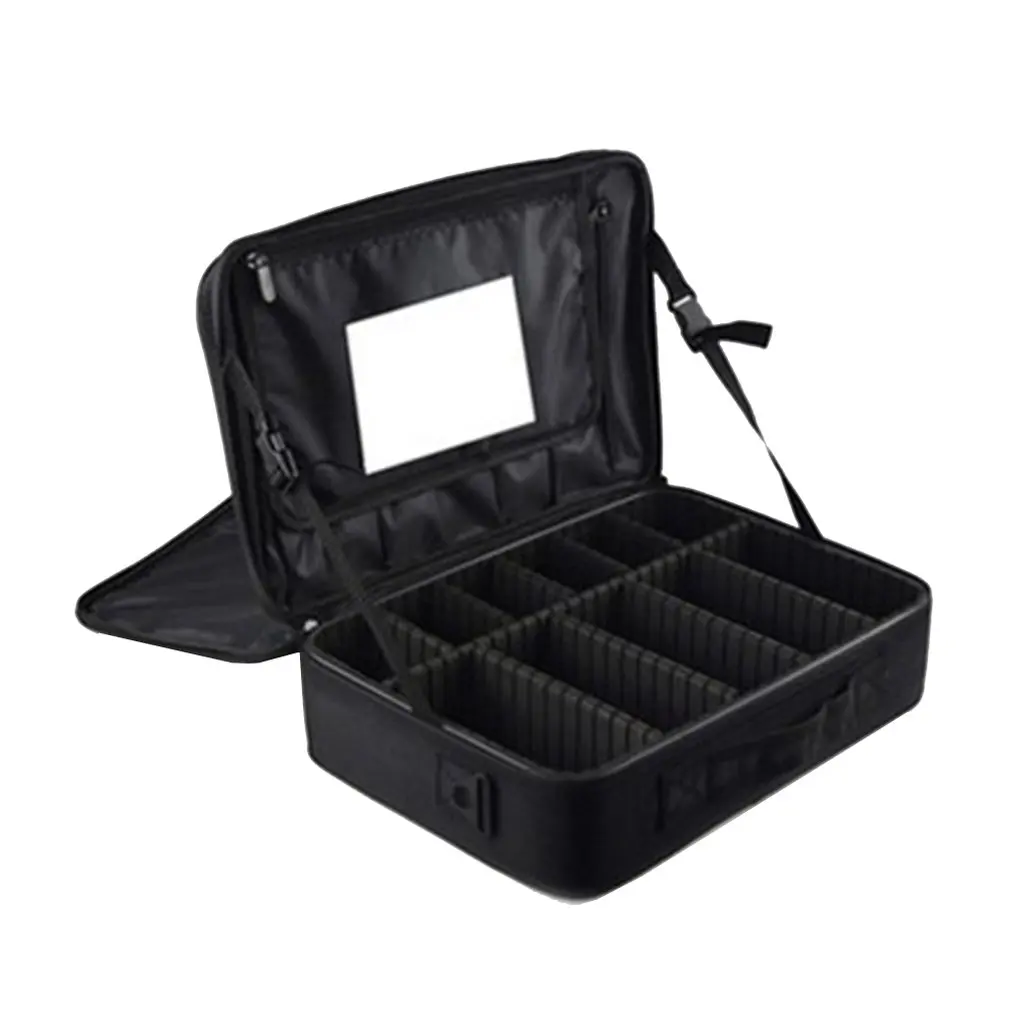 

Makeup Tool Bag Large Three-Layer With Mirror Waterproof Oxford Waterproof Cosmetic Case Beauty Brush Organizer Makeup Bag