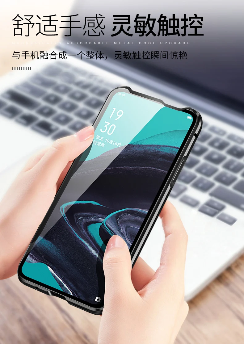 Для oppo Reno 2 Магнитный чехол oppo reno2 360 Передний+ задний двухсторонний чехол из закаленного стекла для oppo Reno 2 металлический бампер чехол