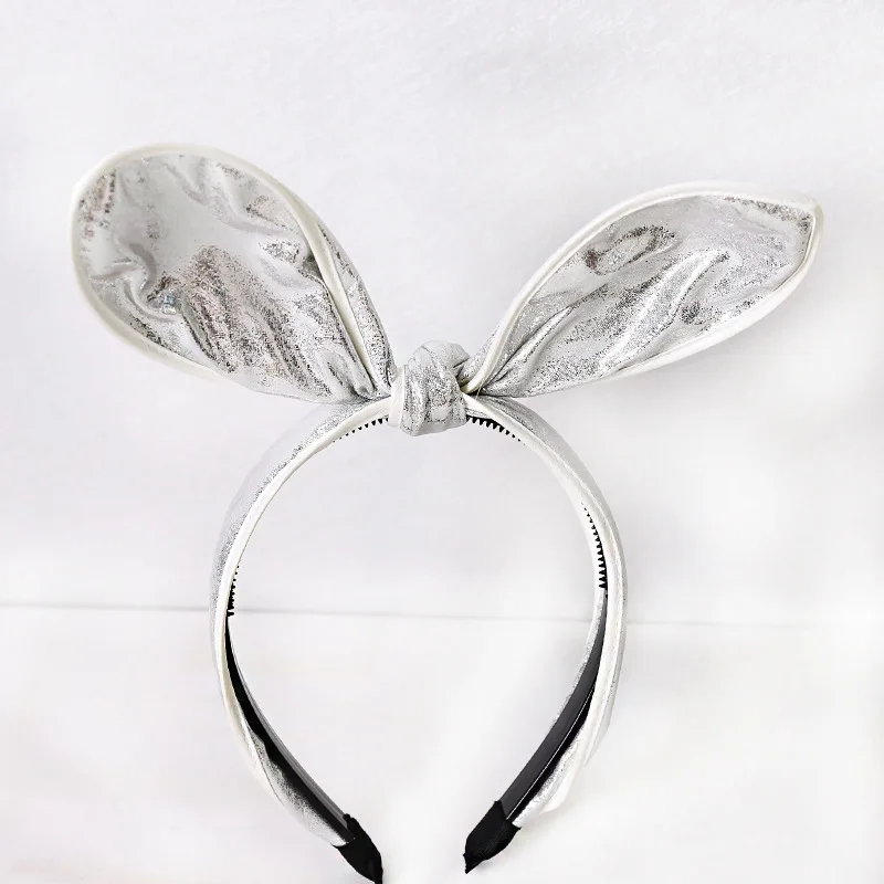 C698 bling white Модные женские обручи в горошек с кроличьими ушками, заколки для волос для мытья лица, аксессуары для волос для девочек, повязка на голову - Цвет: C698 bling white