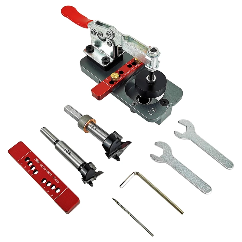Woodworking Tools Concealed Hinge Jig 26mm/35mm Hinge Boring Bit Woodworking Drilling Guide Locator Fixture Cabinet Cupboard Door