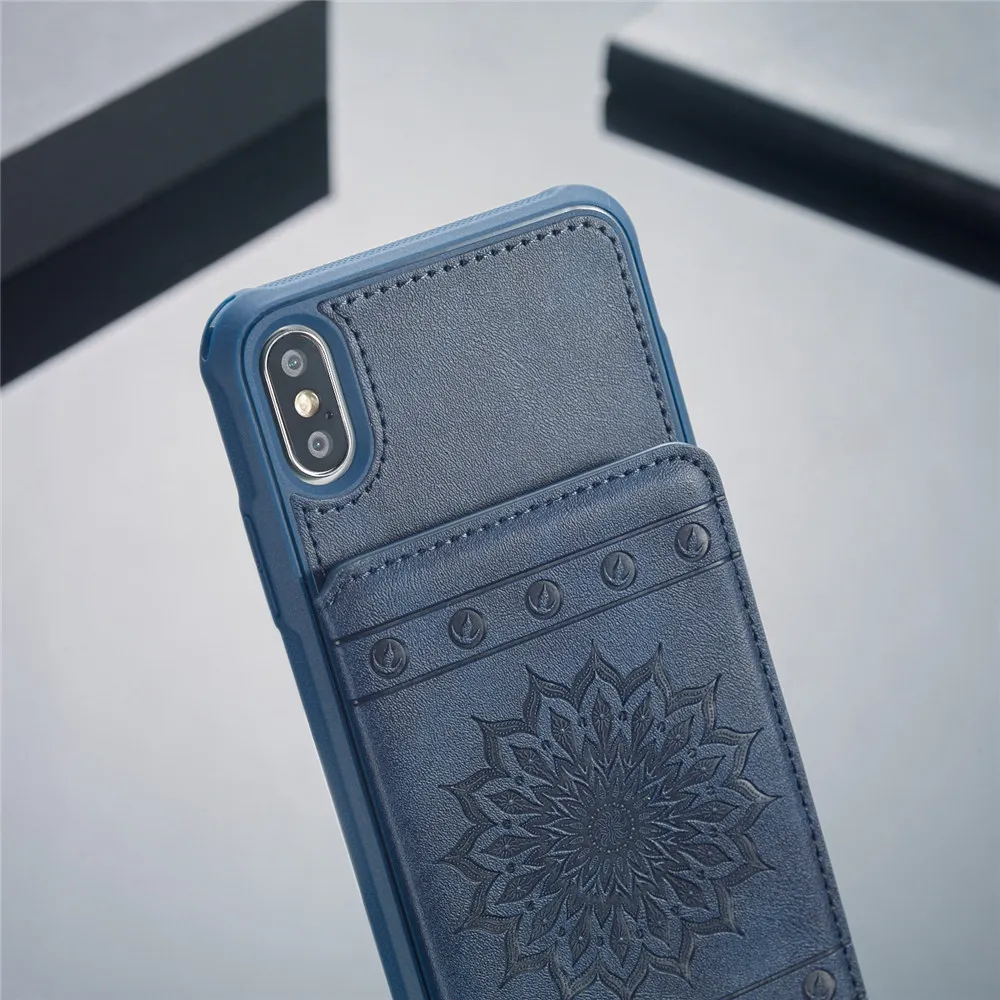 Противоударный чехол для телефона с карманом для карт для iPhone X XS MAX XR 6 6S 7 8 Plus 5 5S SE Чехол-кошелек с ремешком