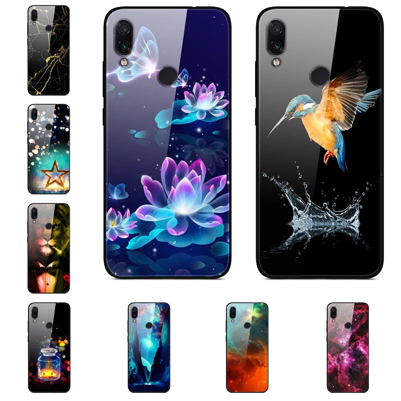 Окрашенный стеклянный чехол для Xiaomi Redmi 7 силиконовый бампер закаленный 7A 6 6A Redmi5