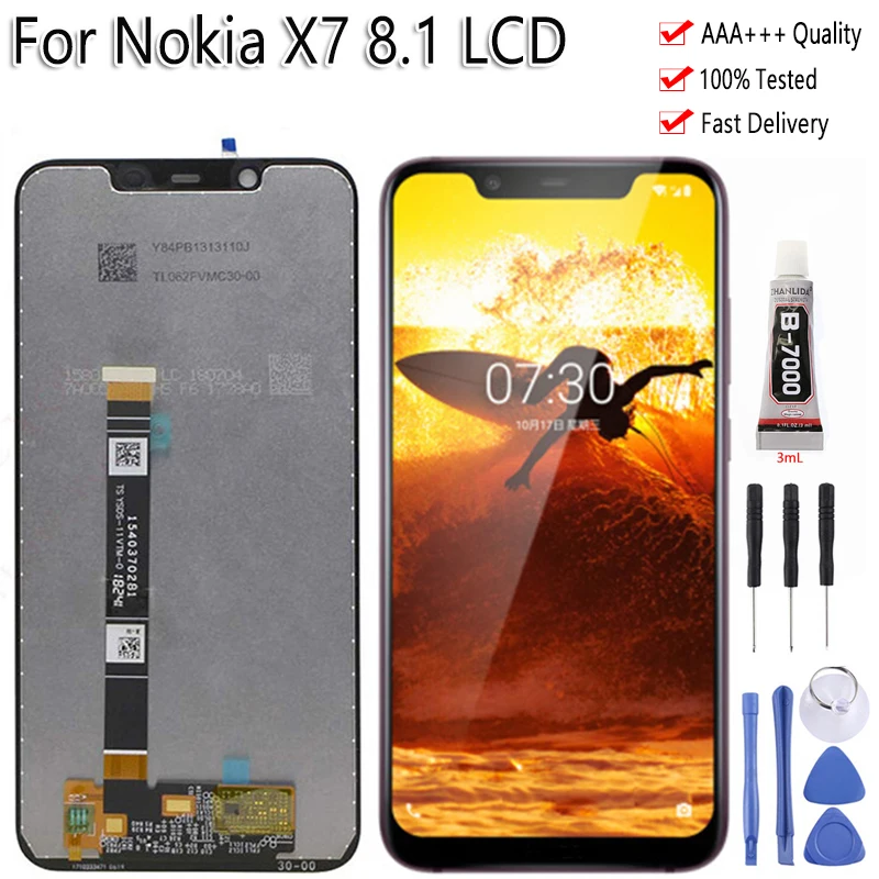 

6.18" Original Display For Nokia X7 8.1 7.1 Plus LCD Touch Screen Digitizer Assembly With Frame Free Tools For Nokia X7 LCD