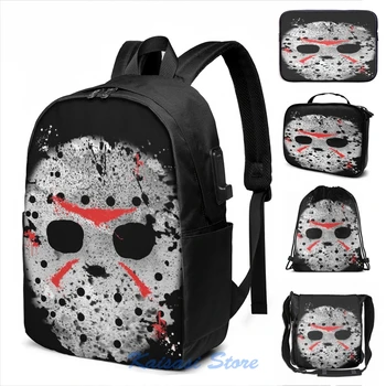 

Funny Graphic print Jason voorhees(3) USB Charge Backpack men School bags Women bag Travel laptop bag