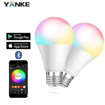 

110V 220V Bluetooth E27 RGBW LED Bulb Lights 15W RGB Smart Bulb Changeable Colorful RGBWW LED Lamp with Remote+Memory Mode