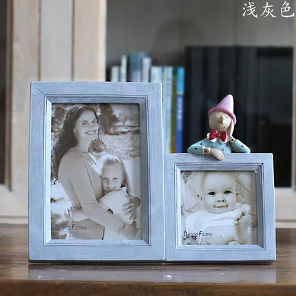 3,5 дюймовая 6 дюймовая вертикальная фоторамка с двойным отверстием, детская фоторамка, детский столик, мультяшная фоторамка из смолы - Цвет: light grey