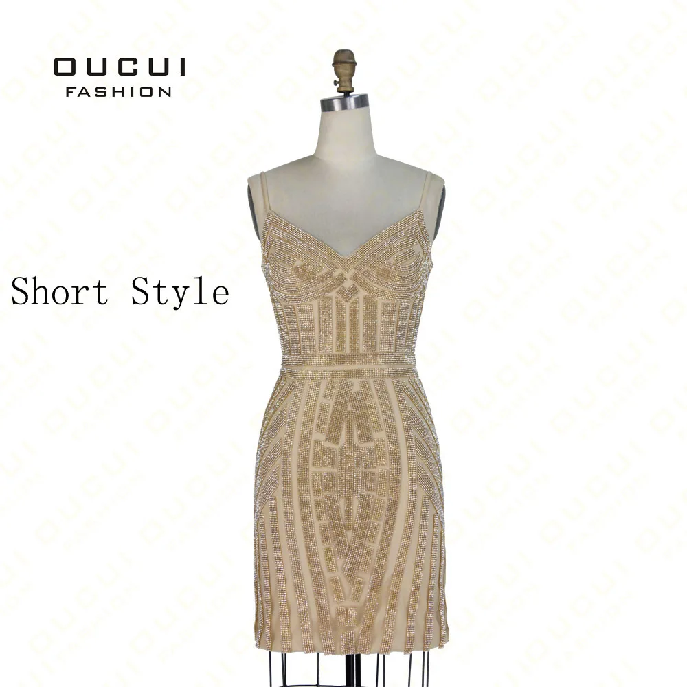 Short dress gold Роскошный Тюль вечерние платья Русалка размера плюс вечернее платье длинное Выпускные платья платье вечернее OL102829 - Цвет: Short dress gold