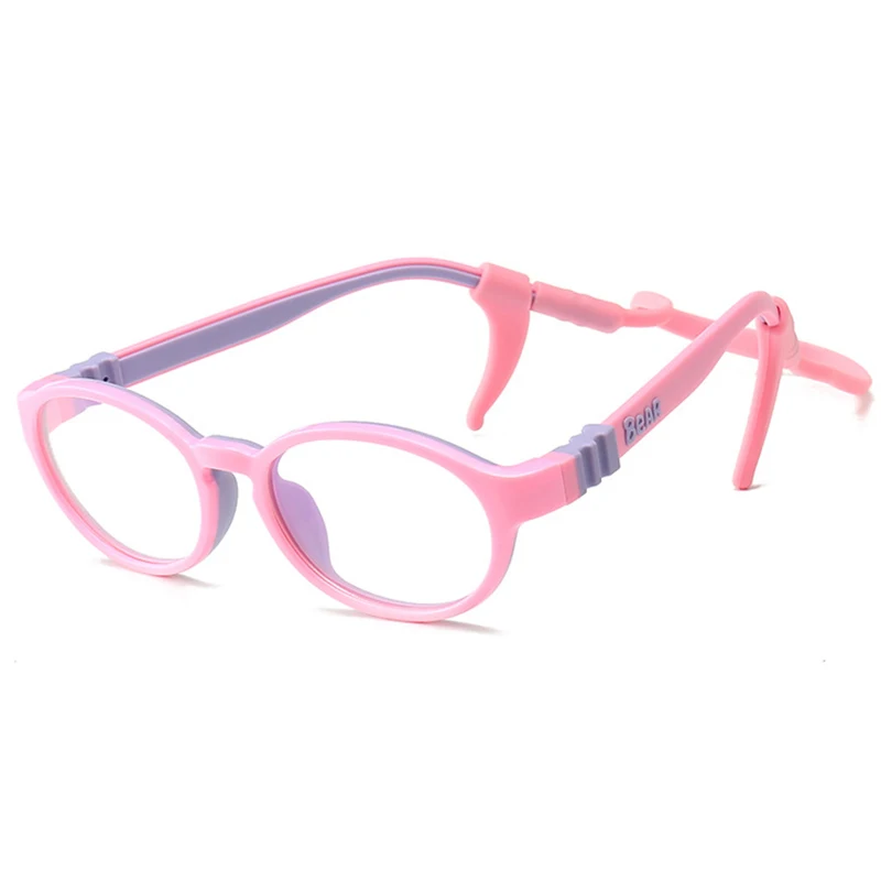 Оптические детские очки в оправе TR90 силиконовые детские гибкие защитные детские очки с диоптриями анти голубой свет - Цвет оправы: gray pink