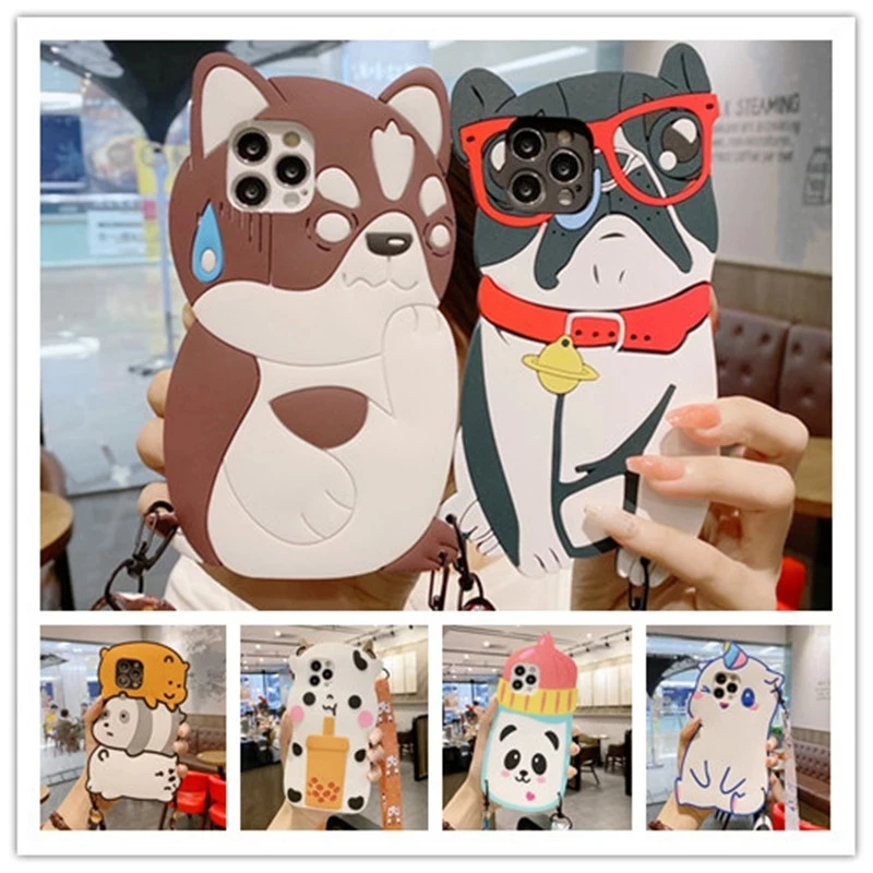 

3D Cartoon Soft TPU Silicone Lanyard Case For Huawei P9 P10 P20 P30 Lite P50 P40 Pro Nova 2 2s 3 3i Mate 30 10 20 Lite Pro Cover