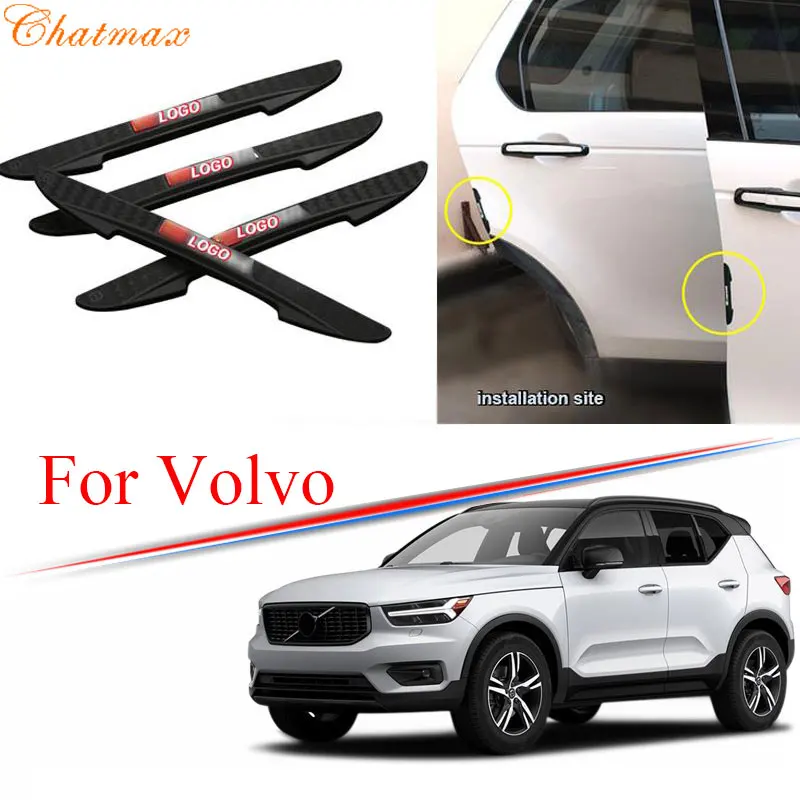 

ForVolvo V60 V90 XC40 XC 60 S60 S90 C30 4Pcs PVC Car Anti-Collision Strip Car Door Bumper Trim Protector Cover With car Logo