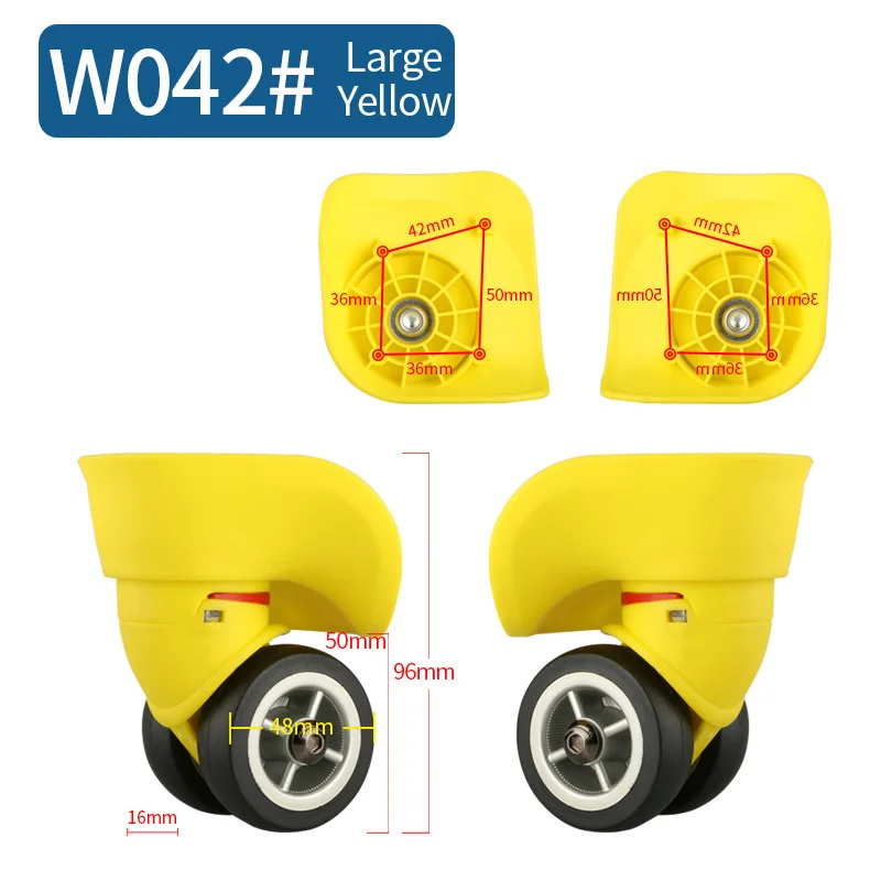 Тележка для ремонта, универсальные колеса, аксессуары, запчасти, колеса, обслуживание, пароль, чемодан, багажные тапочки, Универсальные ролики для багажа - Цвет: W042 Large Yellow