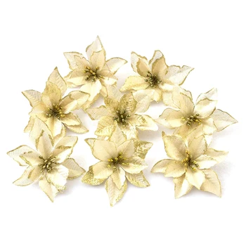 

16Pcs/Set Christmas Tree Drop Hanging Glitter Pendants Ornaments Christmas Flower Garden Decorations