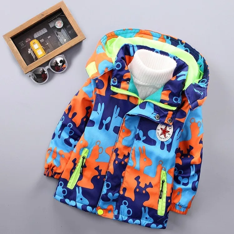 

Europe And America Children Autumn And Winter Coat 2018 New Style Small CHILDREN'S plus Velvet Raincoat Jacket Baby Hooded Water