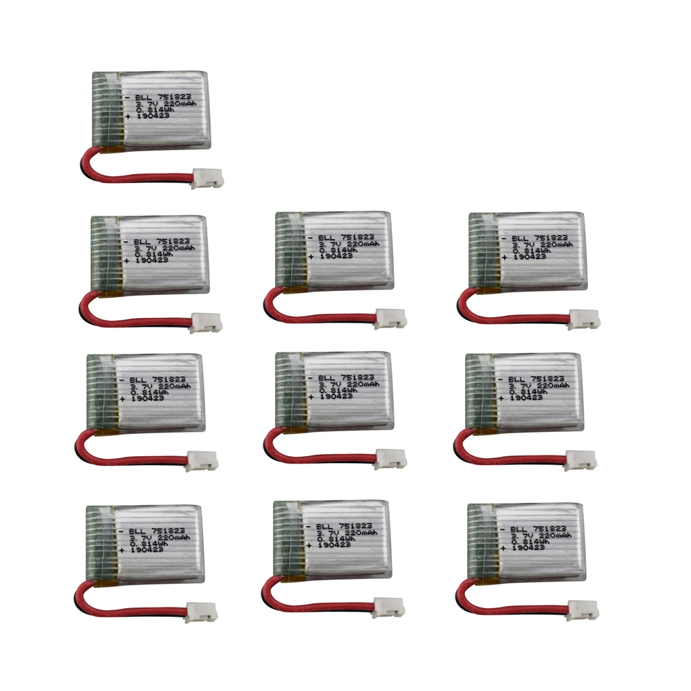 10 шт. 3,7 V 220 мА/ч, Батарея для Eachine E010 T36 NH010 F36 H36 3,7 v LIPO Батарея для HS210 GD65A AT-66 751823 Батарея - Цвет: Фиолетовый