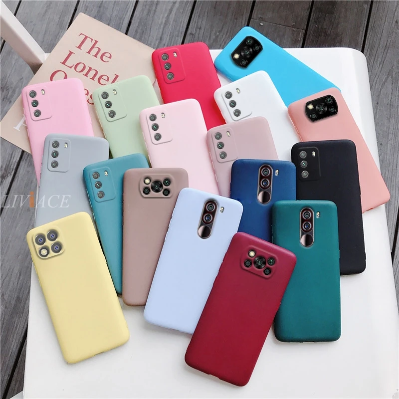Candy Color Silicone Phone Case For Xiaomi Poco X3 Nfc M3 Pro F2 F3 GT C3 Pocophone F1 Global Matte Soft Tpu Back Fundas Cover