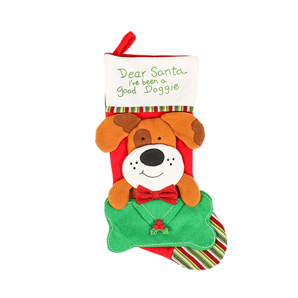 

Hotel Home Sock Decoration Christmas Hanging Packing Candy Storage Santa Claus Cat Dog Shape Shops Gift Bag Holiday