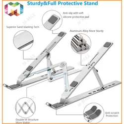 Support réglable et pliable pour ordinateur Portable, en alliage d'aluminium véritable, antidérapant 