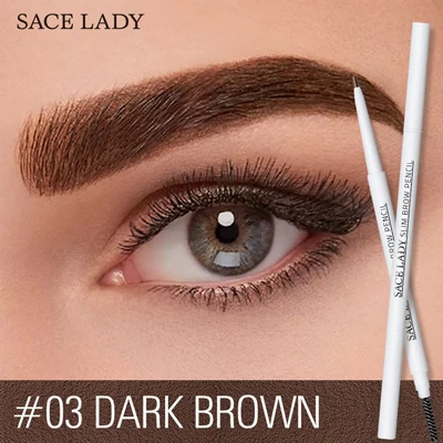 03 Dark Brown SACE LADY, 4 цвета, двухсторонний карандаш для бровей, водонепроницаемый, длительный, не цветущий, вращающийся треугольник, ручка для татуажа - Цвет: 03 Dark Brown